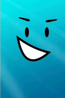 a cartoon face is smiling on a blue background .