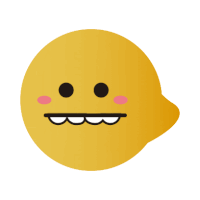 a yellow circle with a smiley face and white teeth