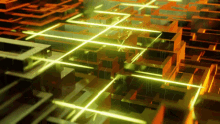 a computer generated image of a maze with yellow lines