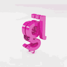 a 3d rendering of the letter g with a face on it