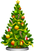 a christmas tree with candy canes bells and balls