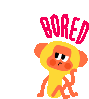 a cartoon monkey with the word bored written above it