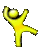 a pixel art drawing of a yellow person holding a sword .