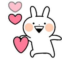 a cartoon rabbit is holding a pink heart in its hand .