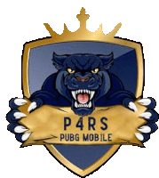 the logo for p4rs pubg mobile has a panther with a crown on top of a shield .