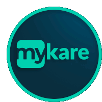 a blue circle with the word mykare in the center