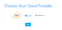 an aws azure and google cloud choose your cloud provider screen