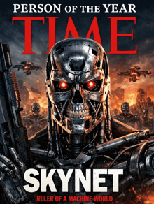 the cover of the time magazine shows a robot with red eyes