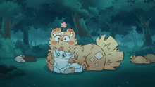 a cartoon drawing of a cat and a baby cat