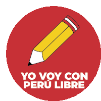 a red circle with a yellow pencil and the words yo voy con peru libre on it