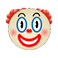 a clown 's face with red hair and blue eyes