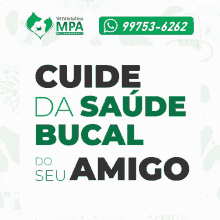 a flyer for veterinaria mpa says " cuide da saude bucal do seu amigo "