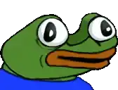 a cartoon frog with big eyes and a blue shirt on a white background .