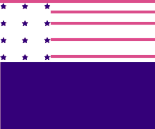 a purple and white american flag with blue stars