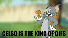 a cartoon of tom and jerry with the words celso is the king of gifs below them