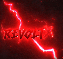 a red lightning bolt with the word revolt written in red