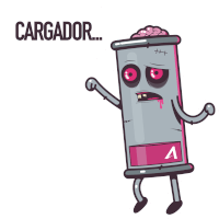 a cartoon drawing of a battery with the word cargador written above it