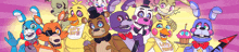 a group of five nights at freddy 's characters are standing together