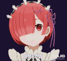 a picture of a girl with red hair and the words rembow