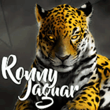 a picture of a jaguar with the words ronny jaguar on it