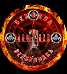 a red circle with the words " ber beda " and " angkaker " on it