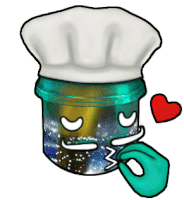 a cartoon character wearing a chef 's hat and a heart