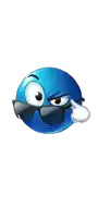 a blue smiley face is wearing sunglasses and giving a thumbs down