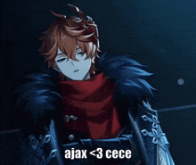 a cartoon character with the words ajax < 3 cece written on the bottom