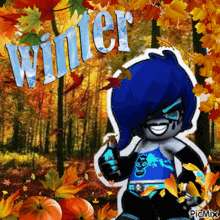 a cartoon character with the word winter written on it