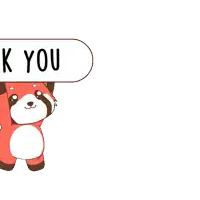 a cartoon fox holding a thank you sign