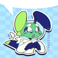 a sticker of a green rabbit with unknownspy written on the bottom