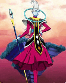 a cartoon character is standing on a small island holding a sword and a ring around his head .