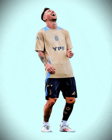 a soccer player wearing a shirt that says ypf on it