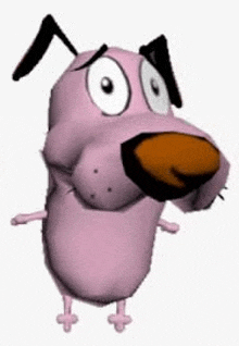 courage the cowardly dog from the cartoon courage the cowardly dog is a 3d model of courage the cowardly dog .