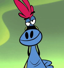 a cartoon character with a red flower in his hair