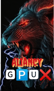a picture of a lion with the words alliance gpux on it