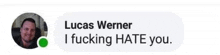 a lucas werner i fucking hate you text message