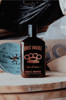 a bottle of brass knuckle beard and bodywash