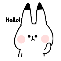 a drawing of a rabbit with the words hello written above it