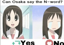 a picture of a girl with the words " can osaka say the n-word "