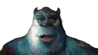 a drawing of sulley from monsters inc with a white background