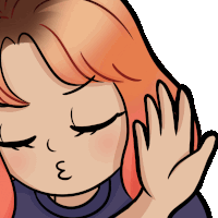 a cartoon drawing of a girl with her eyes closed and a hand on her face