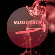 a microphone in a circle with the word music talk on it