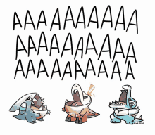 a drawing of three animals with their mouths open and the words aaa aaa aaa aaa aaa aaa aaa aaa