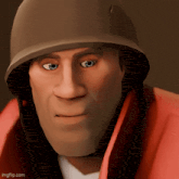 a cartoon soldier wearing a helmet and red jacket