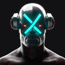 a man with headphones on has a cross on his face