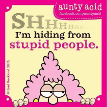 a cartoon of a sheep says " i 'm hiding from stupid people . "