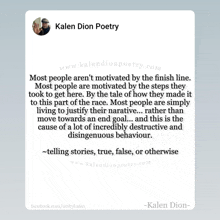 a facebook post from kalen dion poetry