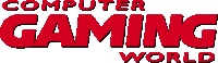 a logo for computer gaming world is red and black