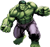 a drawing of a hulk with purple pants on a white background